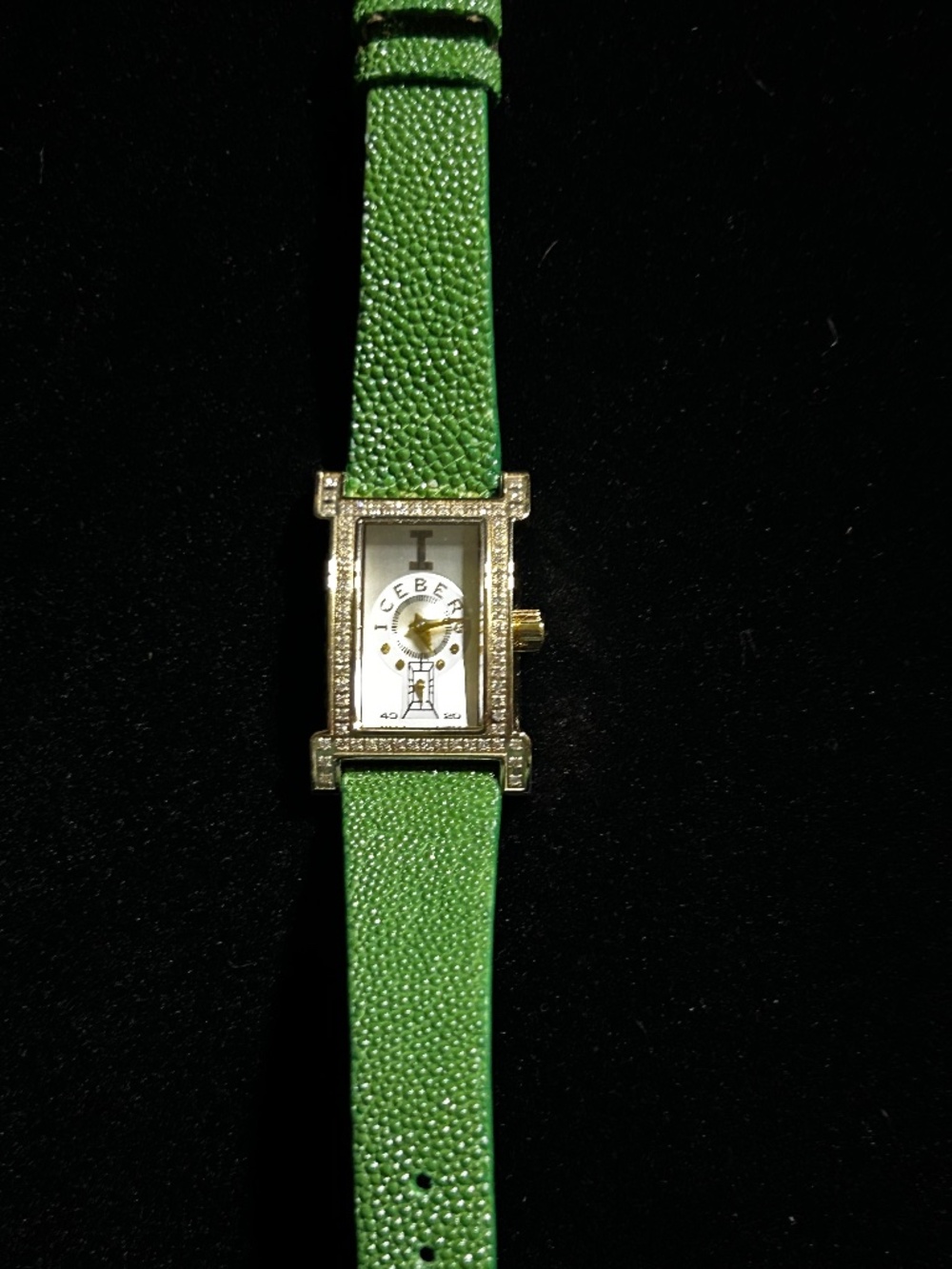 Vintage Iceberg Dual Face Watch With Green Stingray Strap-LIKE NEW